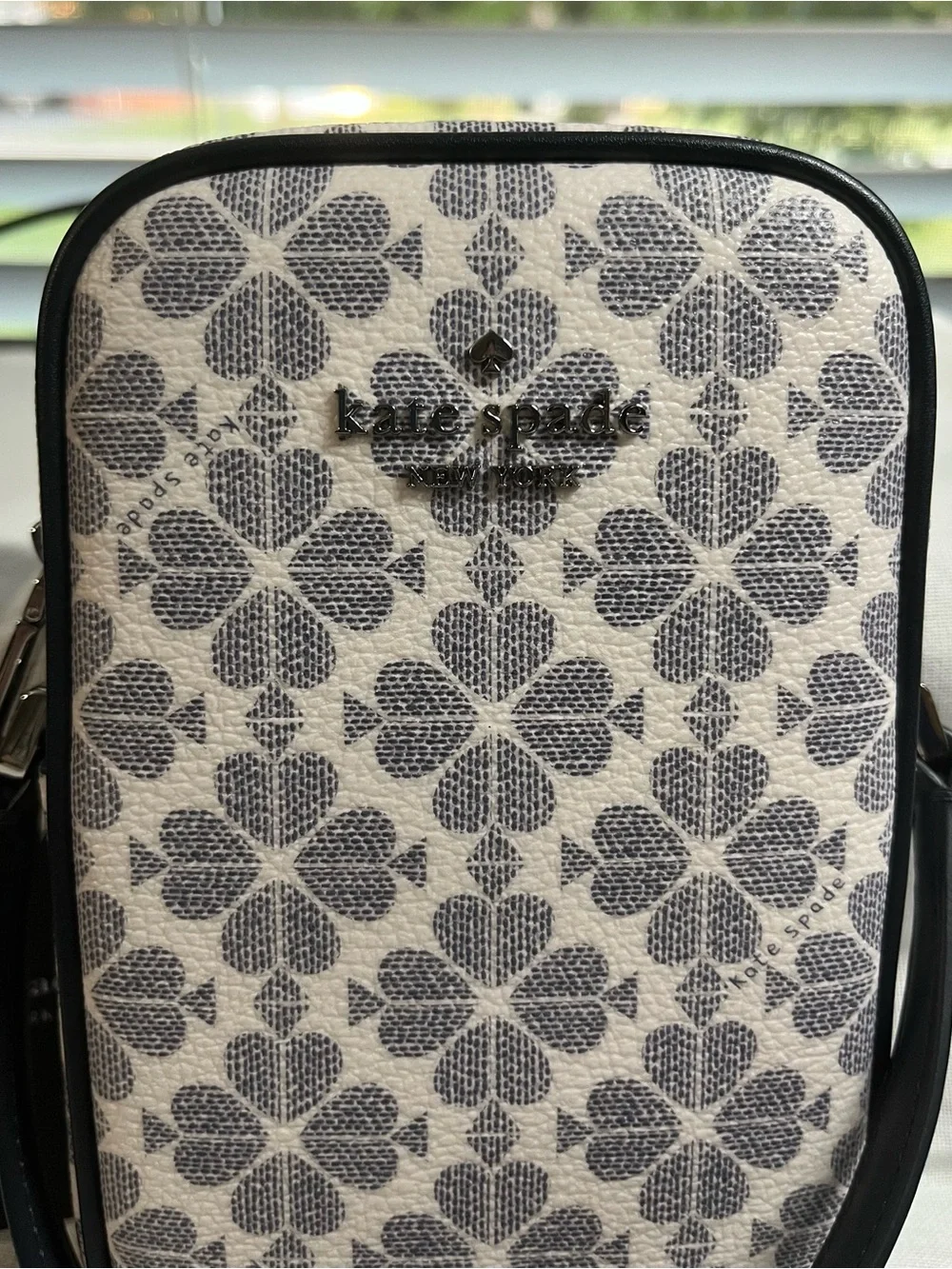 kate spade Ivory & Navy Flower North South Crossbody Phone Bag
